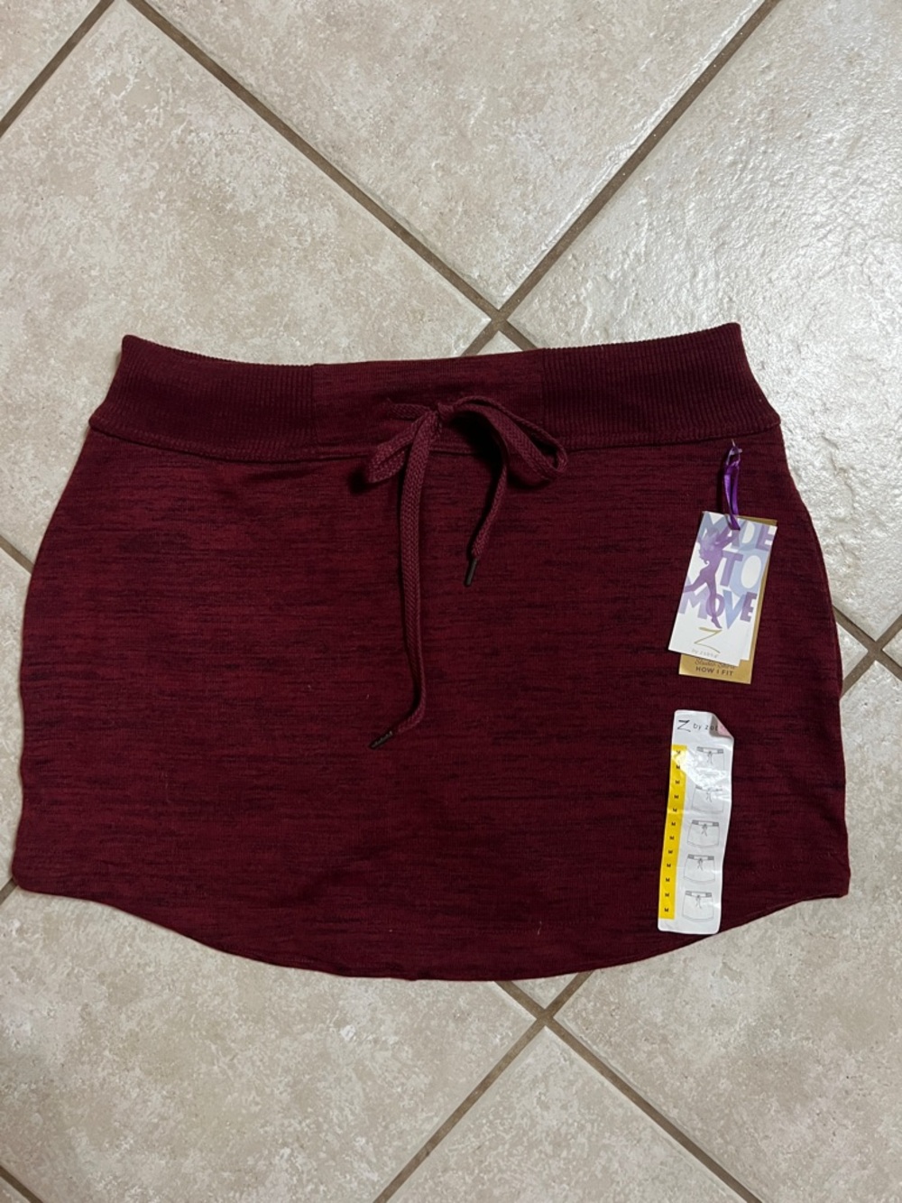 Women’s Maroon Knit Drawstring Skort